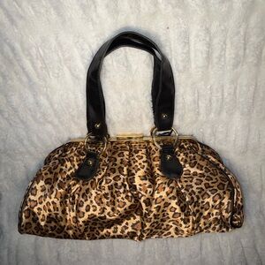 ALDO Leopard Print Satin Handbag with Black and Gold Accents. Authentic!